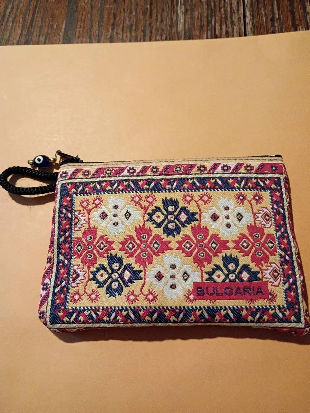 Bulgaria Woven Fabric Coin Purse Zipper Change Bright Multicolor
